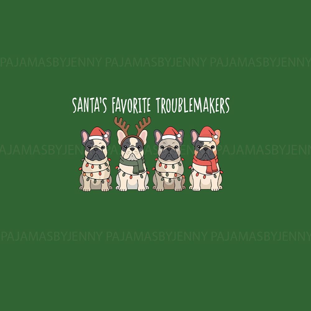 Fun Troublemakers French Bulldog Plus Size Matching Family Pajamas