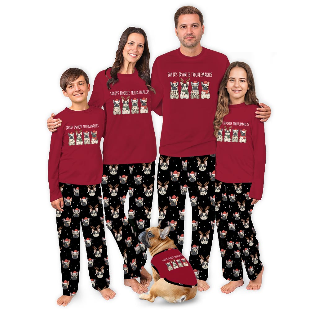 Fun Troublemakers French Bulldog Plus Size Matching Family Pajamas