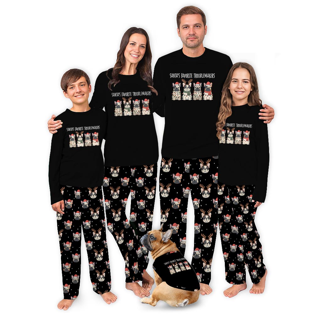 Fun Troublemakers French Bulldog Plus Size Matching Family Pajamas