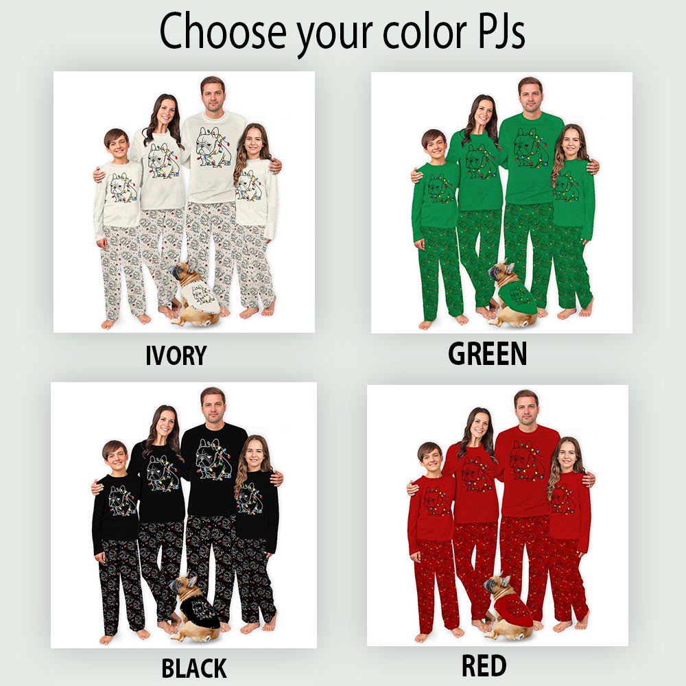 French Bulldog And Christmas Light Matching Family Jammies French Bulldog And Christmas Light Matching Family Jammies
