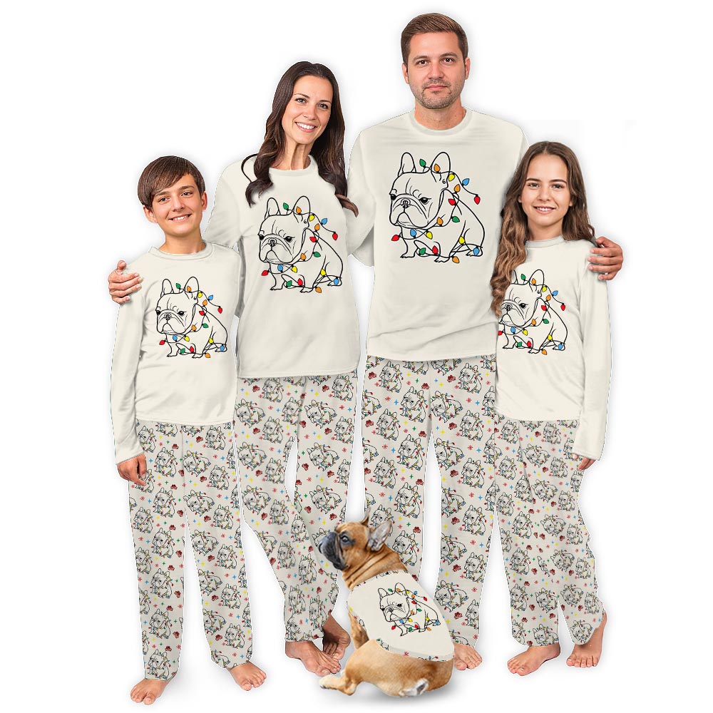 French Bulldog And Christmas Light Matching Family Jammies French Bulldog And Christmas Light Matching Family Jammies