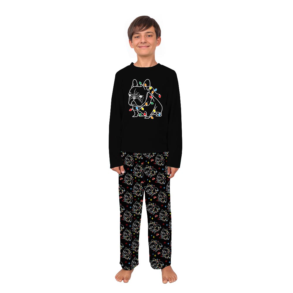 French Bulldog And Christmas Light Matching Family Jammies French Bulldog And Christmas Light Matching Family Jammies