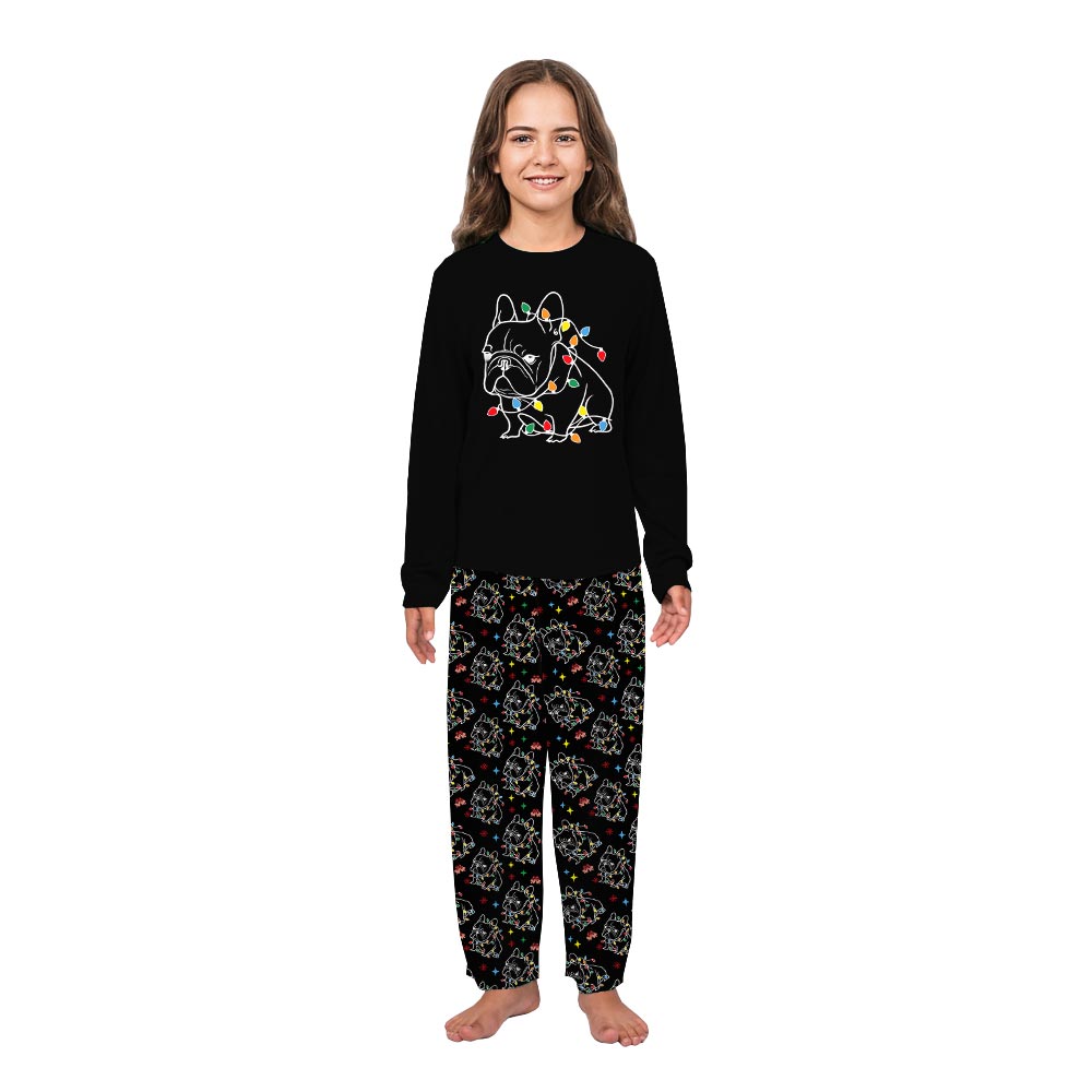 French Bulldog And Christmas Light Matching Family Jammies French Bulldog And Christmas Light Matching Family Jammies