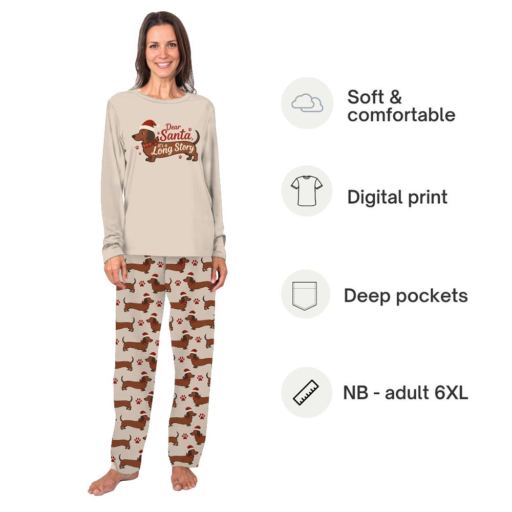 Dear Santa It A Long Story Dachshund Christmas Pajamas