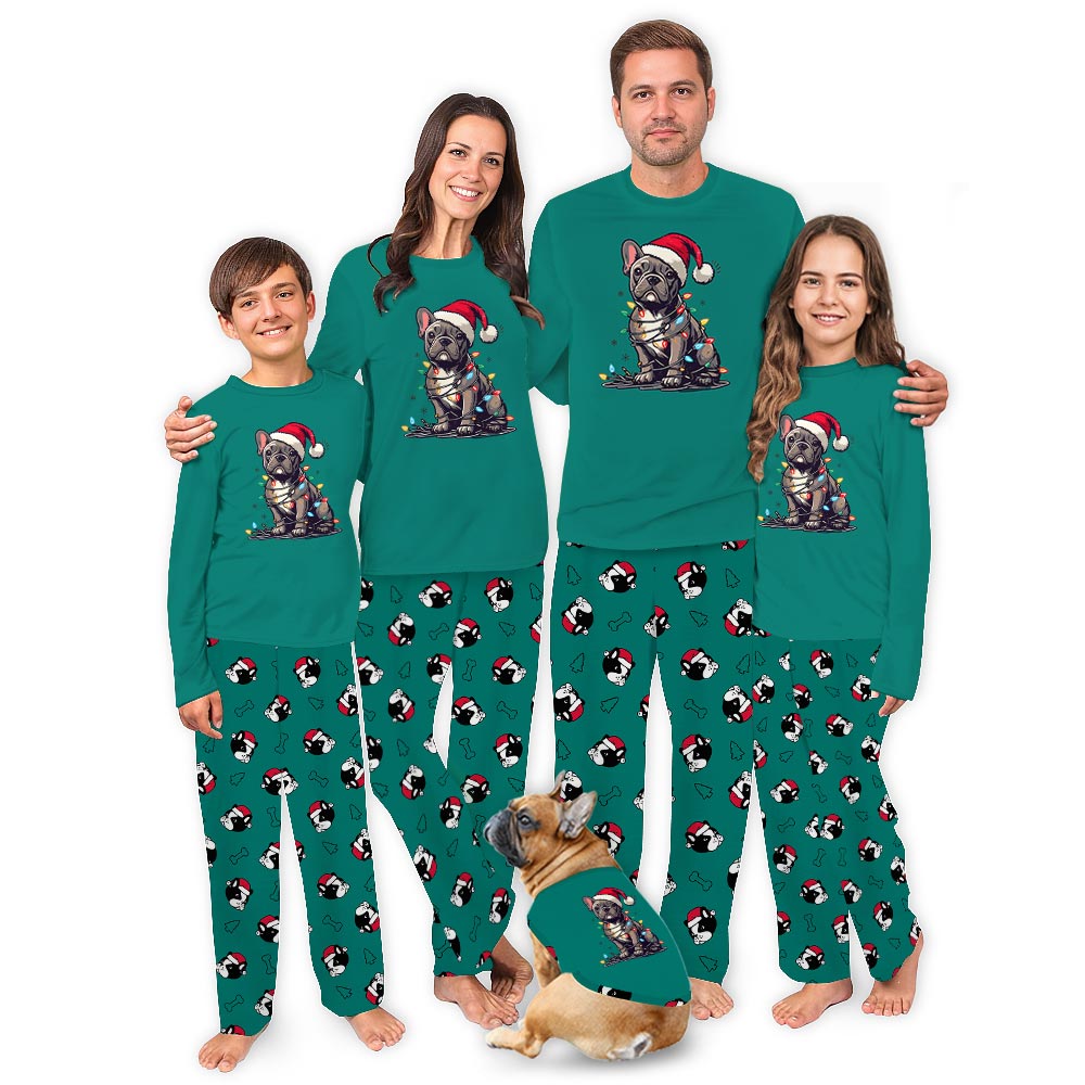 Cute French Bulldog Soft Matching Christmas Pajamas Cute French Bulldog Soft Matching Christmas Pajamas
