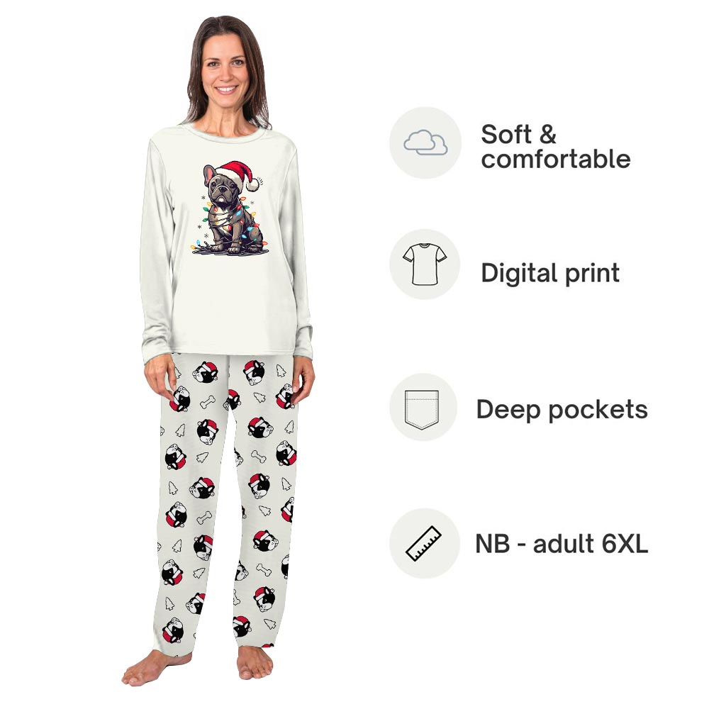 Cute French Bulldog Soft Matching Christmas Pajamas Cute French Bulldog Soft Matching Christmas Pajamas