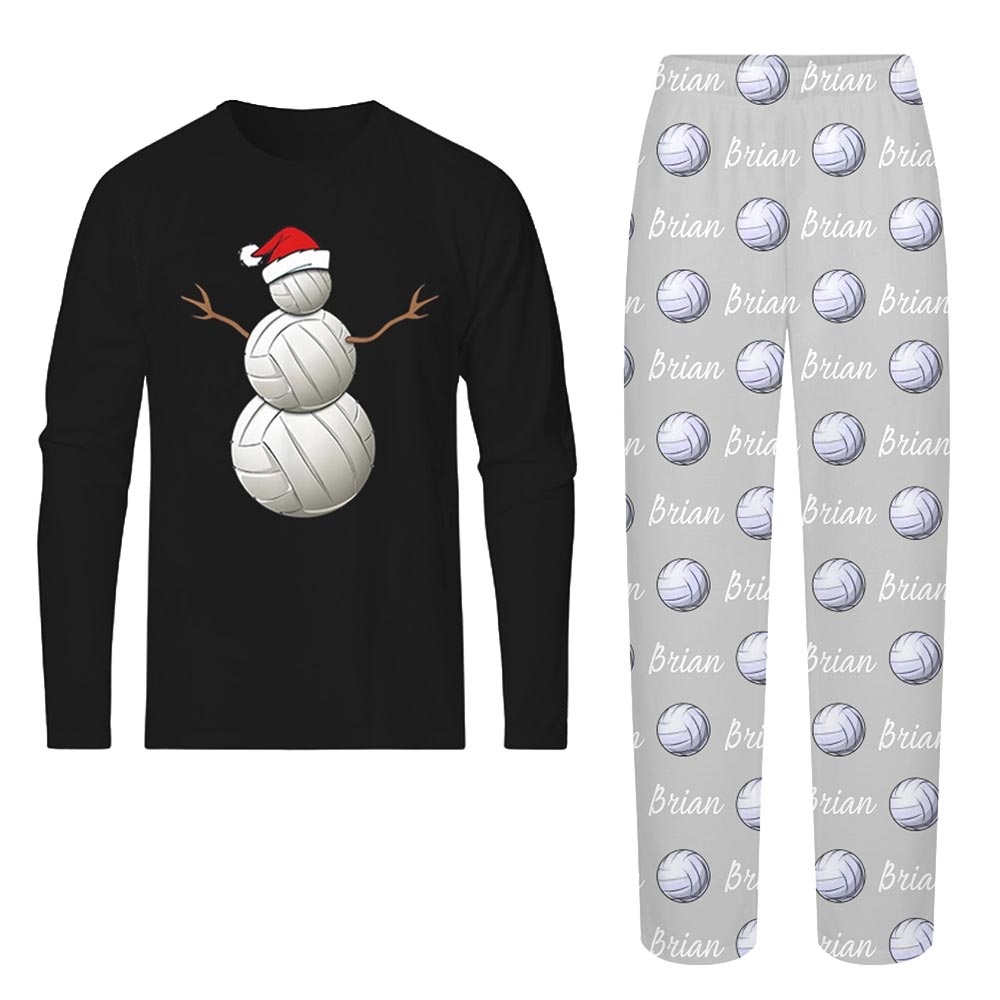 Funny Volleyball Snowman with Text Custom Christmas Pajamas Funny Volleyball Snowman with Text Custom Christmas Pajamas