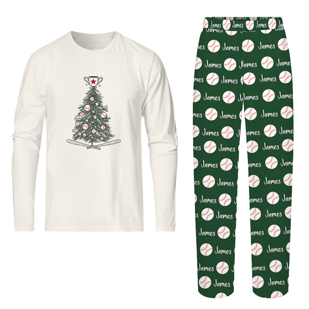 Customize Your Name With Baseball Christmas Pajamas Live Preview Customize Your Name With Baseball Christmas Pajamas Live Preview