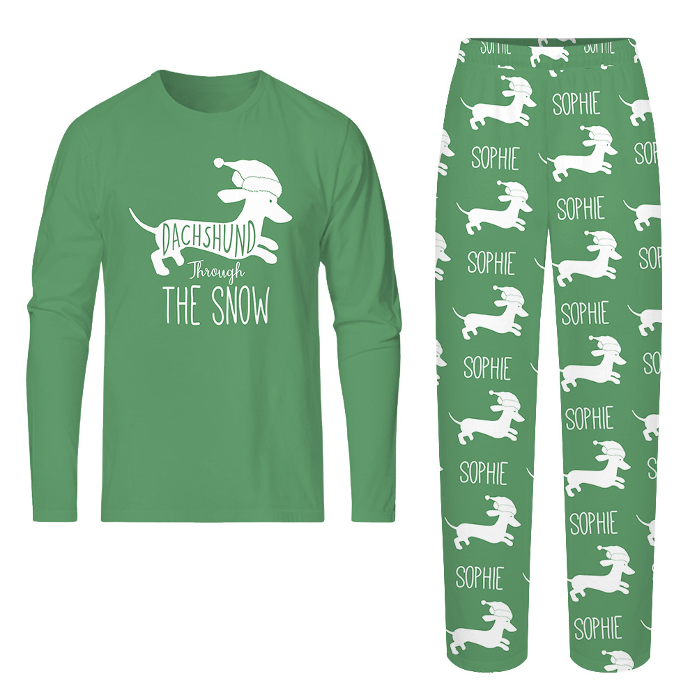 Name Personalized Dachshund Through The Snow Xmas Pjs Name Personalized Dachshund Through The Snow Xmas Pjs