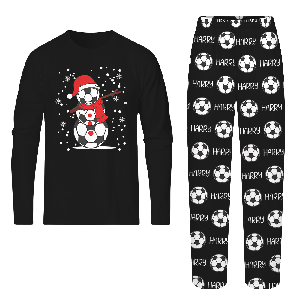 Personalized Name Soccer Snowman Christmas Pajamas Instant Preview