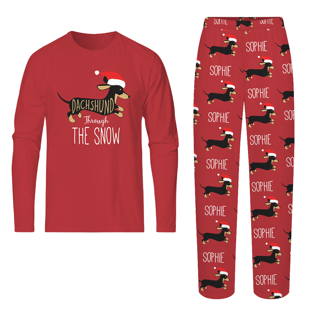 Custom Dachshund Christmas Pajamas With Name Live Preview Custom Dachshund Christmas Pajamas With Name Live Preview
