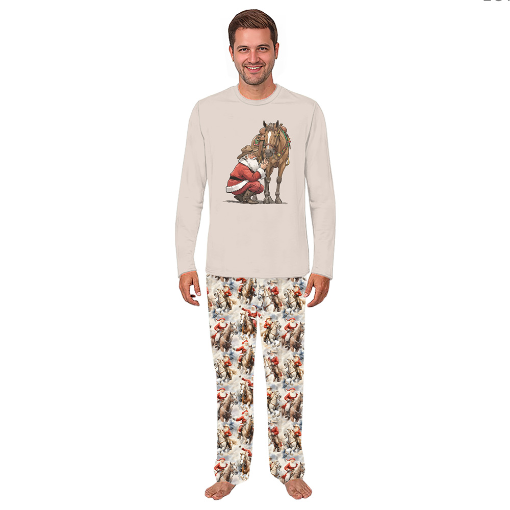 Western Santa Cowboy And Horse Family Pj Christmas Set