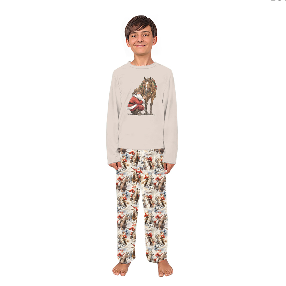 Western Santa Cowboy And Horse Family Pj Christmas Set