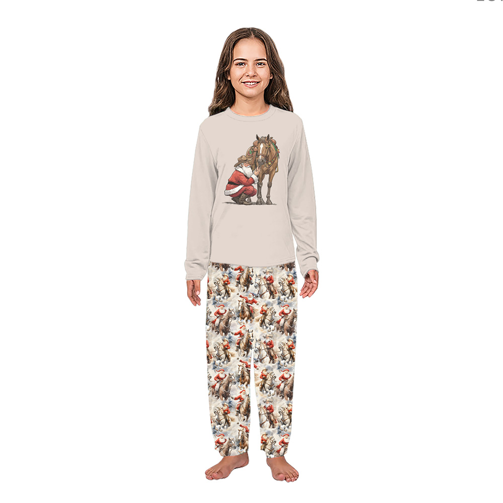 Western Santa Cowboy And Horse Family Pj Christmas Set