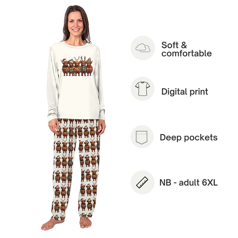 Highland Cow Pyjamas Adults With Plus Size And Pockets Highland Cow Pyjamas Adults With Plus Size And Pockets