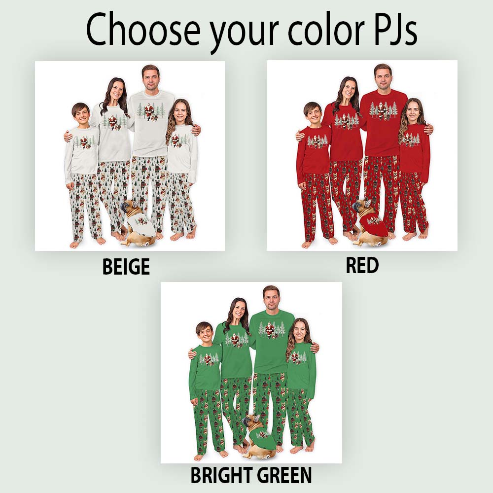 Matching Santa And Frenchie Christmas Pajamas For Family With Dog