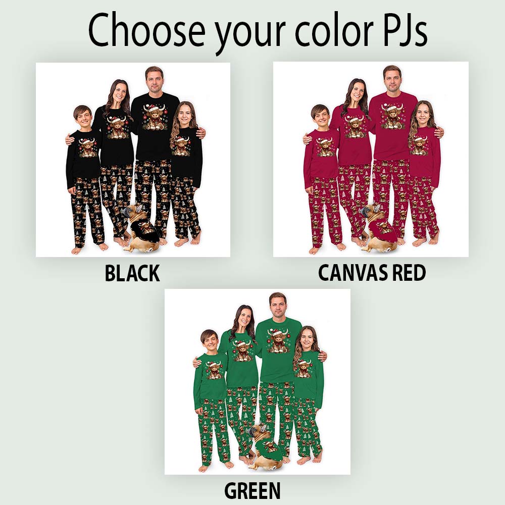 Festive Highland Cow Christmas Themed Pajamas With Pockets