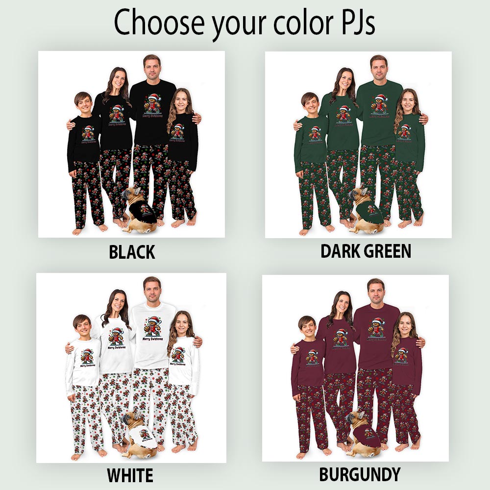 Gingerbread Playing Basketball Christmas Pajamas for Dogs and Family