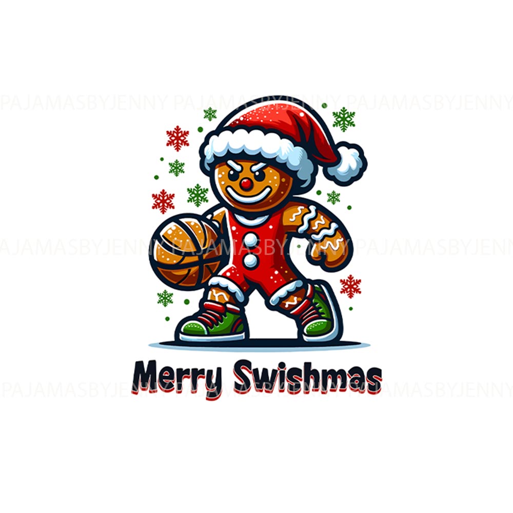 Gingerbread Playing Basketball Christmas Pajamas for Dogs and Family