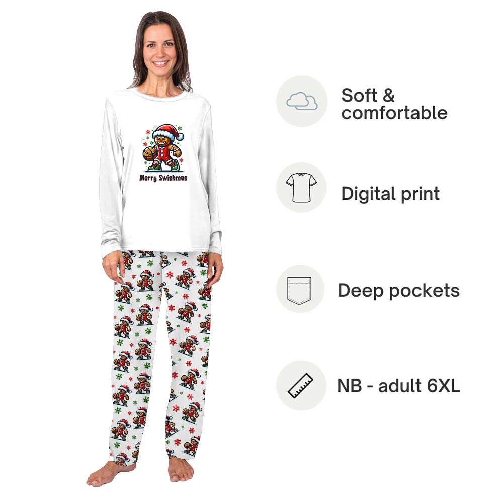 Gingerbread Playing Basketball Christmas Pajamas for Dogs and Family