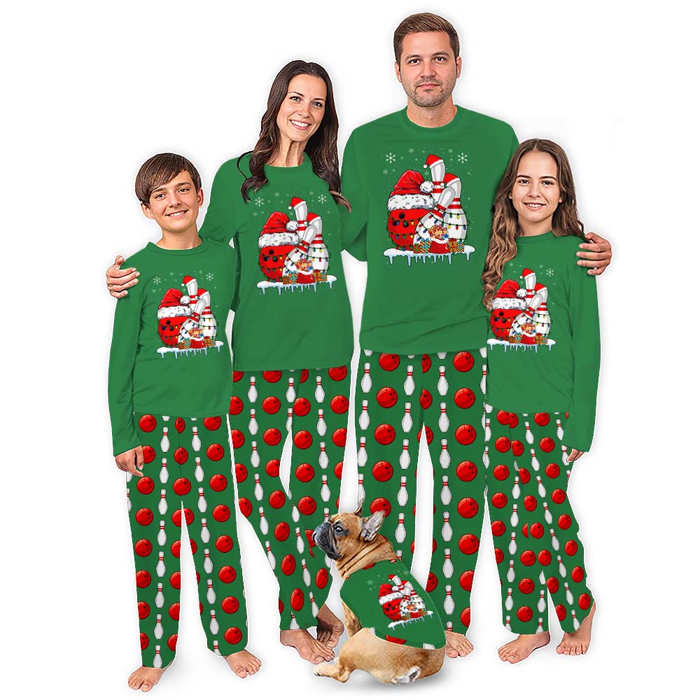 Plus Size Christmas Bowling Matching Family Pajamas With Pockets Plus Size Christmas Bowling Matching Family Pajamas With Pockets
