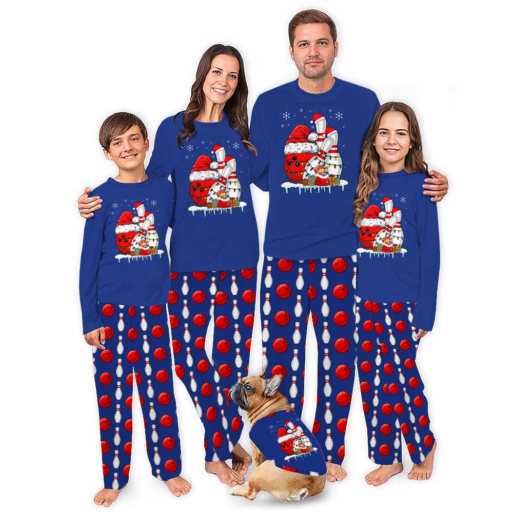 Plus Size Christmas Bowling Matching Family Pajamas With Pockets Plus Size Christmas Bowling Matching Family Pajamas With Pockets