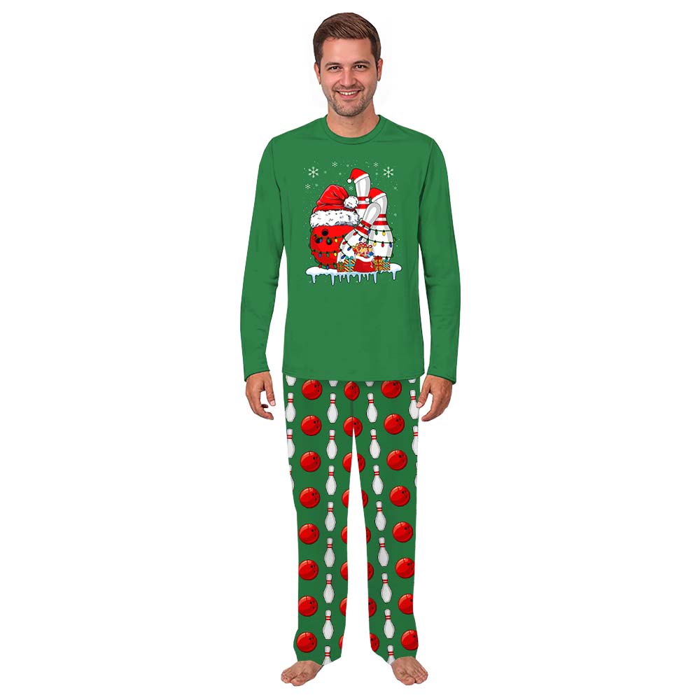 Plus Size Christmas Bowling Matching Family Pajamas With Pockets Plus Size Christmas Bowling Matching Family Pajamas With Pockets