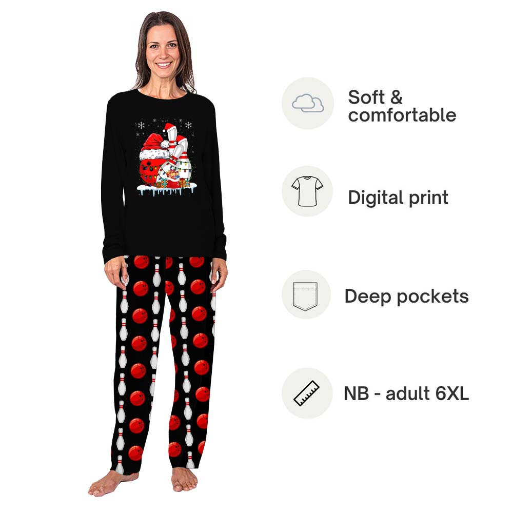 Plus Size Christmas Bowling Matching Family Pajamas With Pockets Plus Size Christmas Bowling Matching Family Pajamas With Pockets
