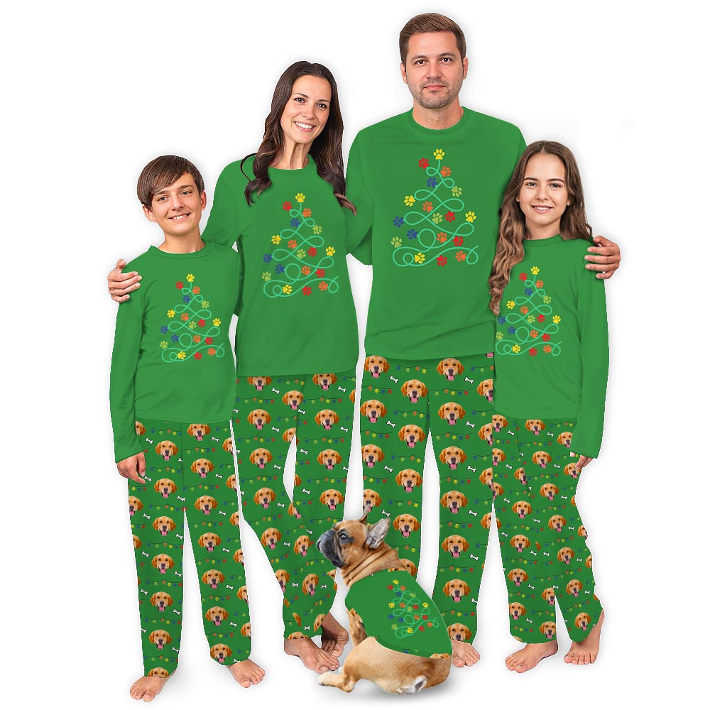 Custom Pet Face Christmas Pjs For Family And Dog Custom Pet Face Christmas Pjs For Family And Dog