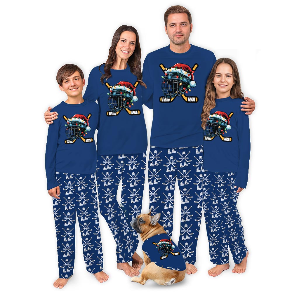 Custom Christmas Hockey Pajamas With Name Instant Preview