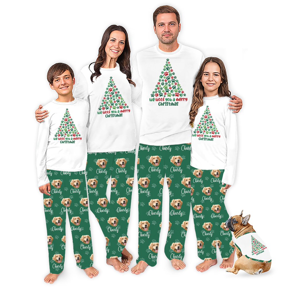 Custom Dog Photo Matching Pjs Family Christmas Custom Dog Photo Matching Pjs Family Christmas
