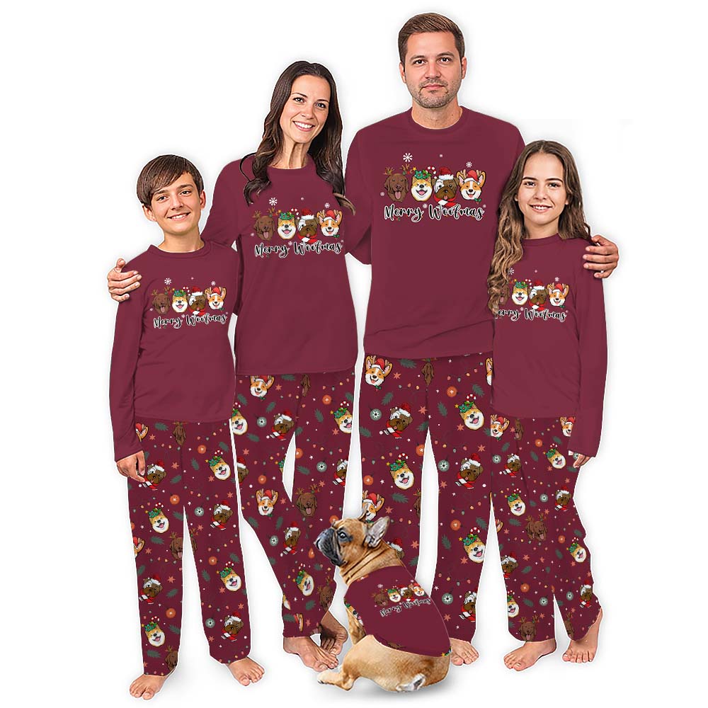 Merry Woofmas Dog Print Christmas Pajamas With Plus Size Merry Woofmas Dog Print Christmas Pajamas With Plus Size