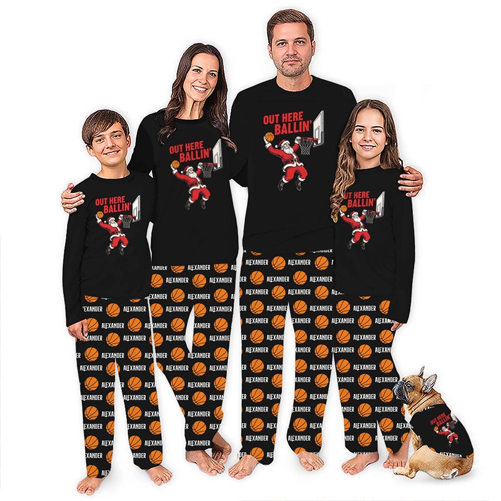 Black Out Here Balling Basketball Personalized Christmas PJs Black Out Here Balling Basketball Personalized Christmas PJs