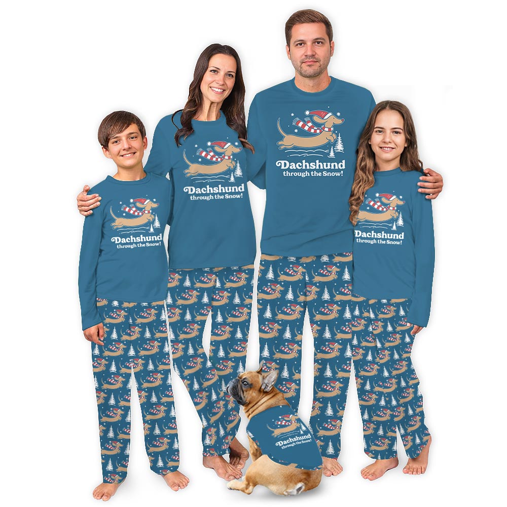 Matching christmas pajamas With Dachshund Through The Snow Matching christmas pajamas With Dachshund Through The Snow