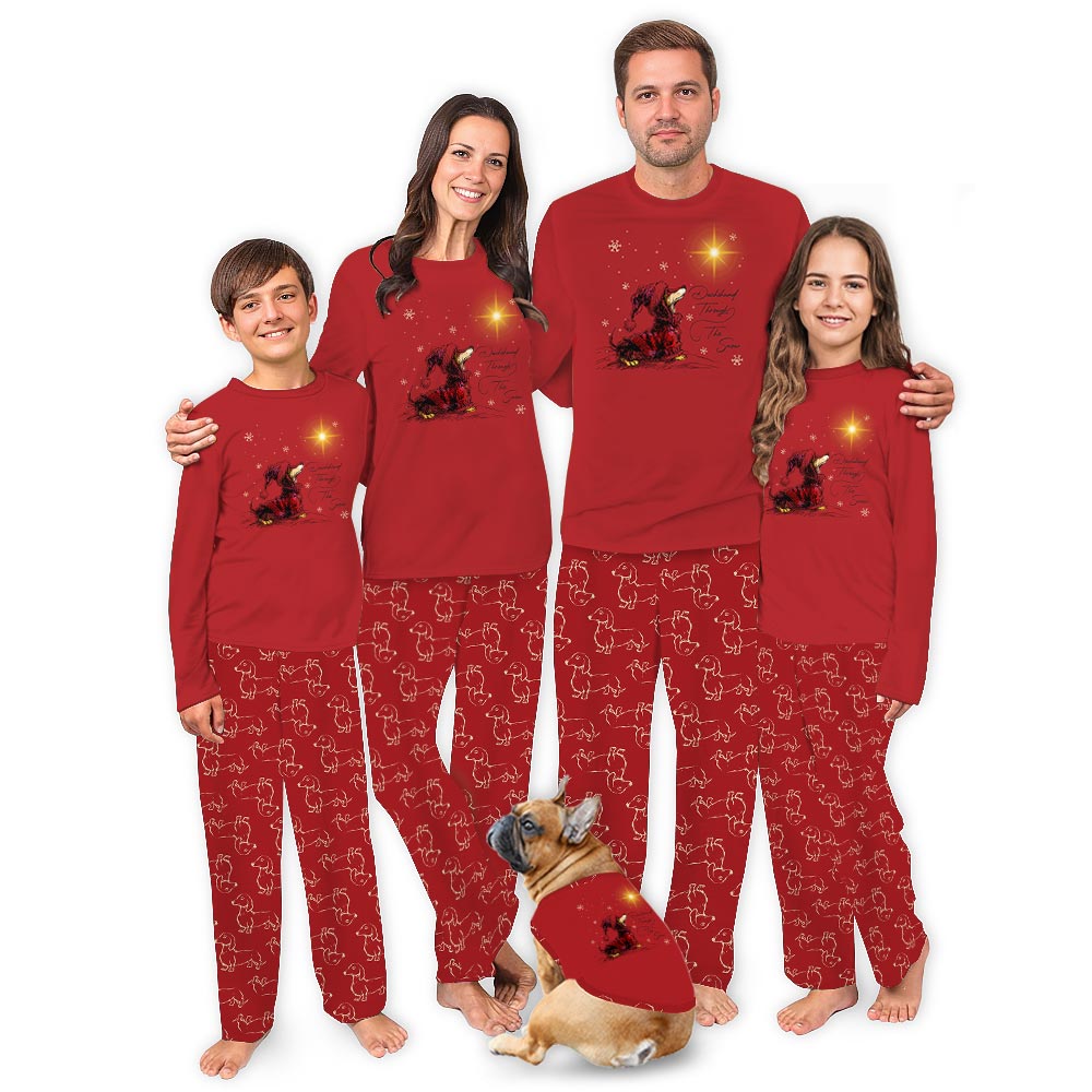 Dachshund Through The Snow Cute Family Christmas Pajamas