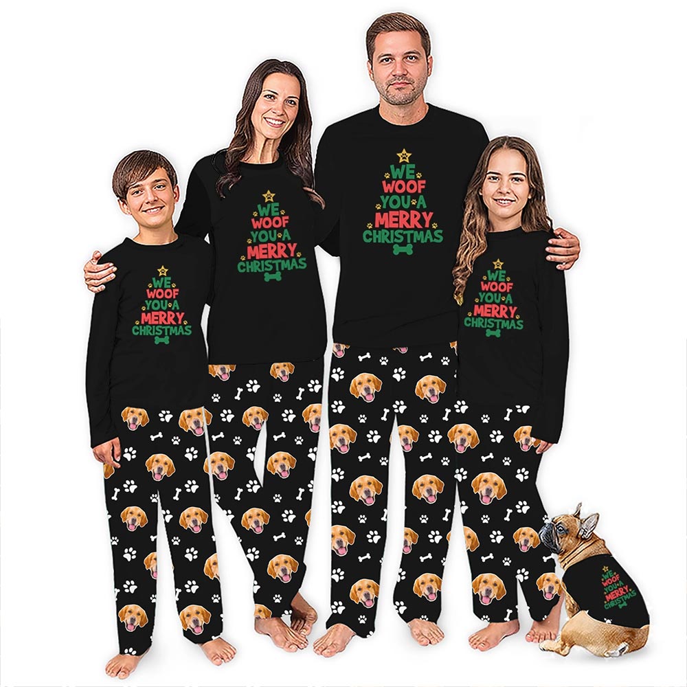 Wolf a Merry Christmas Face Personalized Family Christmas Pajamas