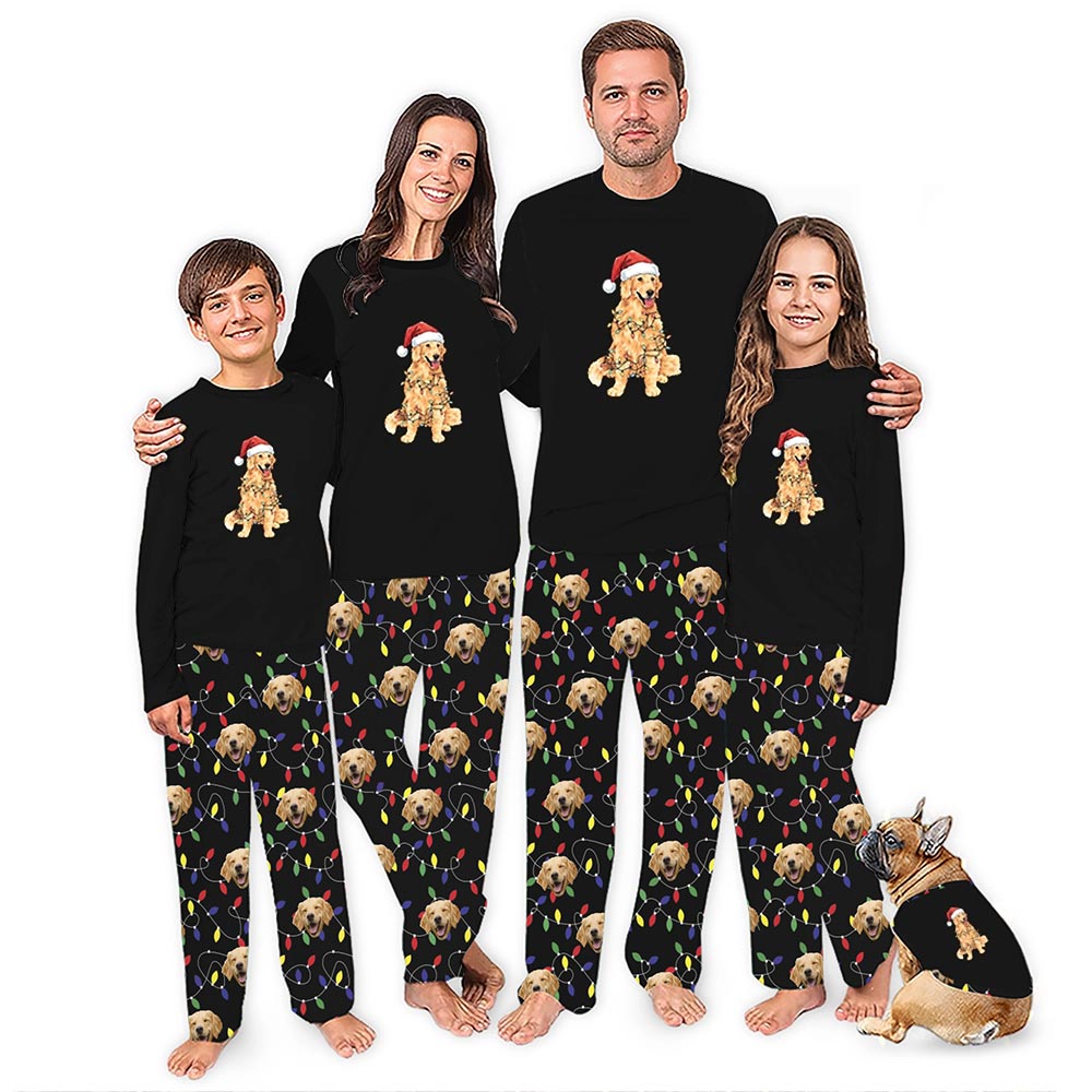 Black Golden Retriever Face Personalized Christmas Pajamas Black Golden Retriever Face Personalized Christmas Pajamas