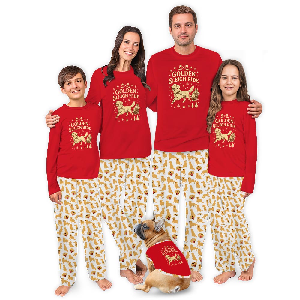Golden Retriever Matching Dog And Owner Pajamas Christmas