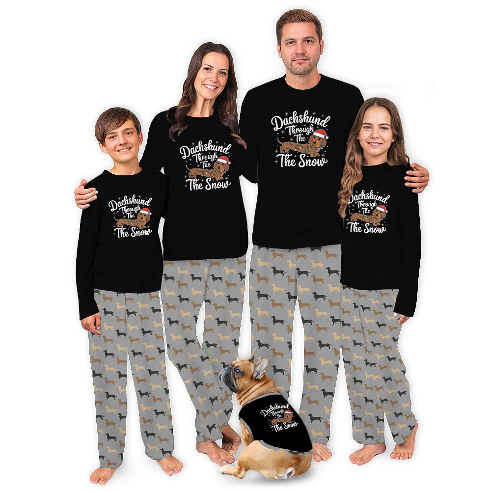 Dachshund Through The Snow Matching Christmas Pajamas