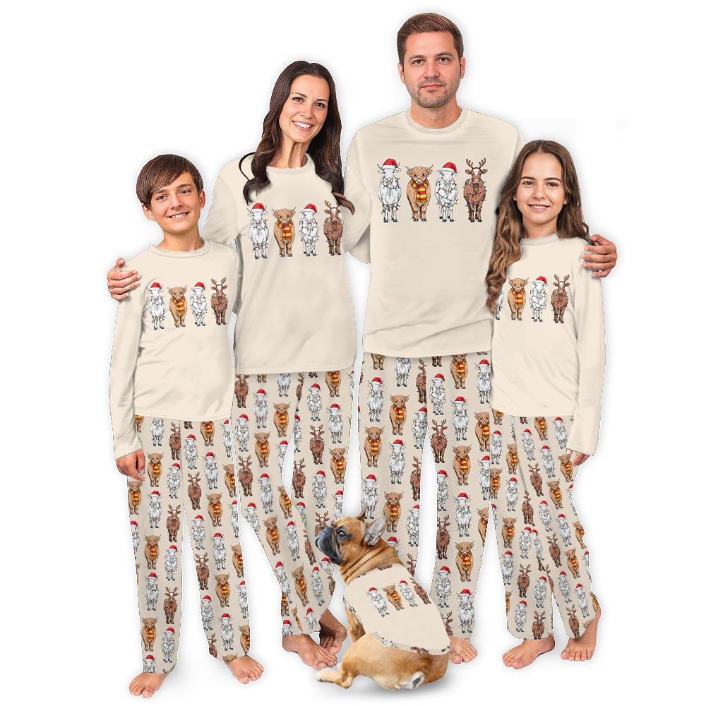 Adorable Highland Cow Matching Pjs For Family And Dog Adorable Highland Cow Matching Pjs For Family And Dog