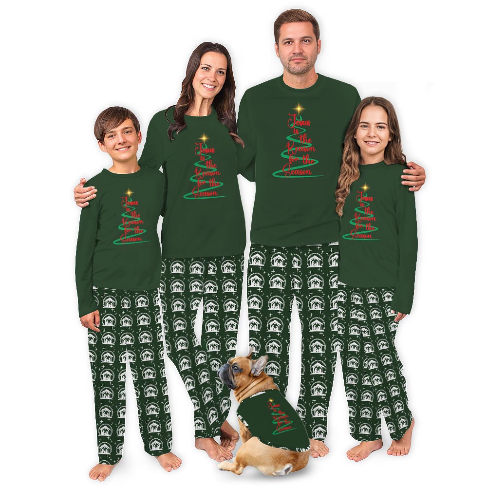 Christmas Tree Jesus is The Reason Matching Family Pyjama Sets Christmas Tree Jesus is The Reason Matching Family Pyjama Sets