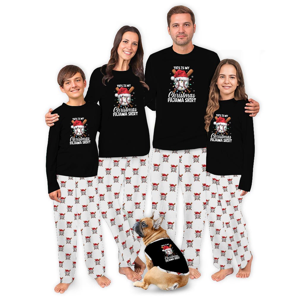 Baseball This is My Christmas Pajama Shirt Matching Family Jammies