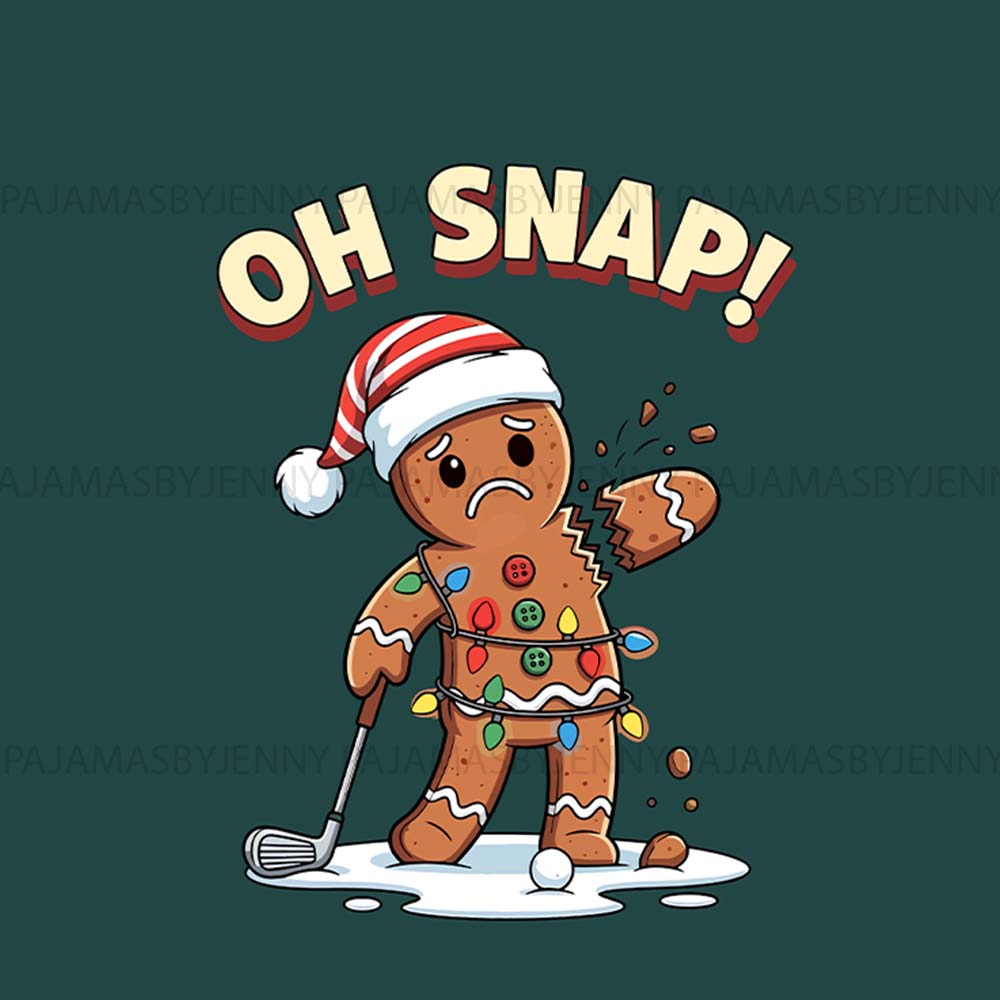 Oh Snap Gingerbread Family Christmas Pajamas In Golf Themed