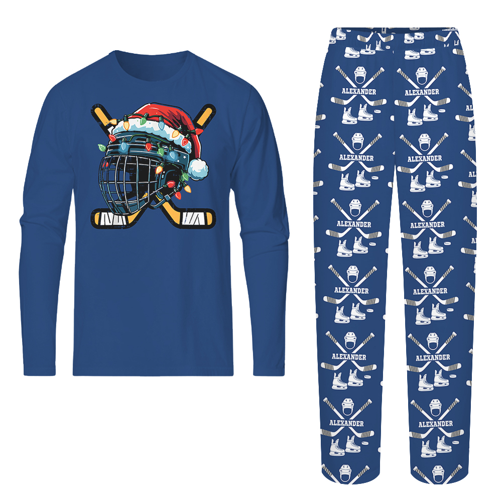 Custom Christmas Hockey Pajamas With Name Instant Preview