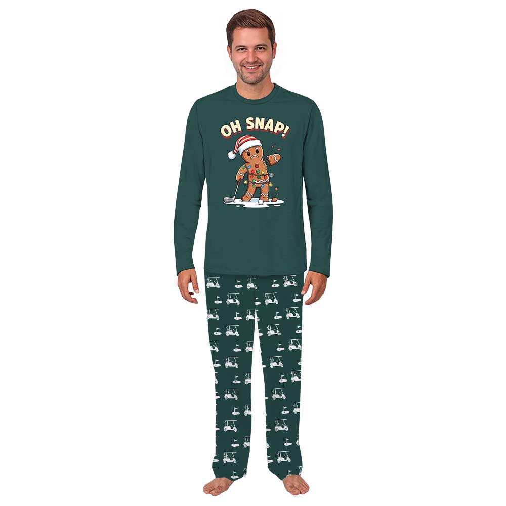 Oh Snap Gingerbread Family Christmas Pajamas In Golf Themed