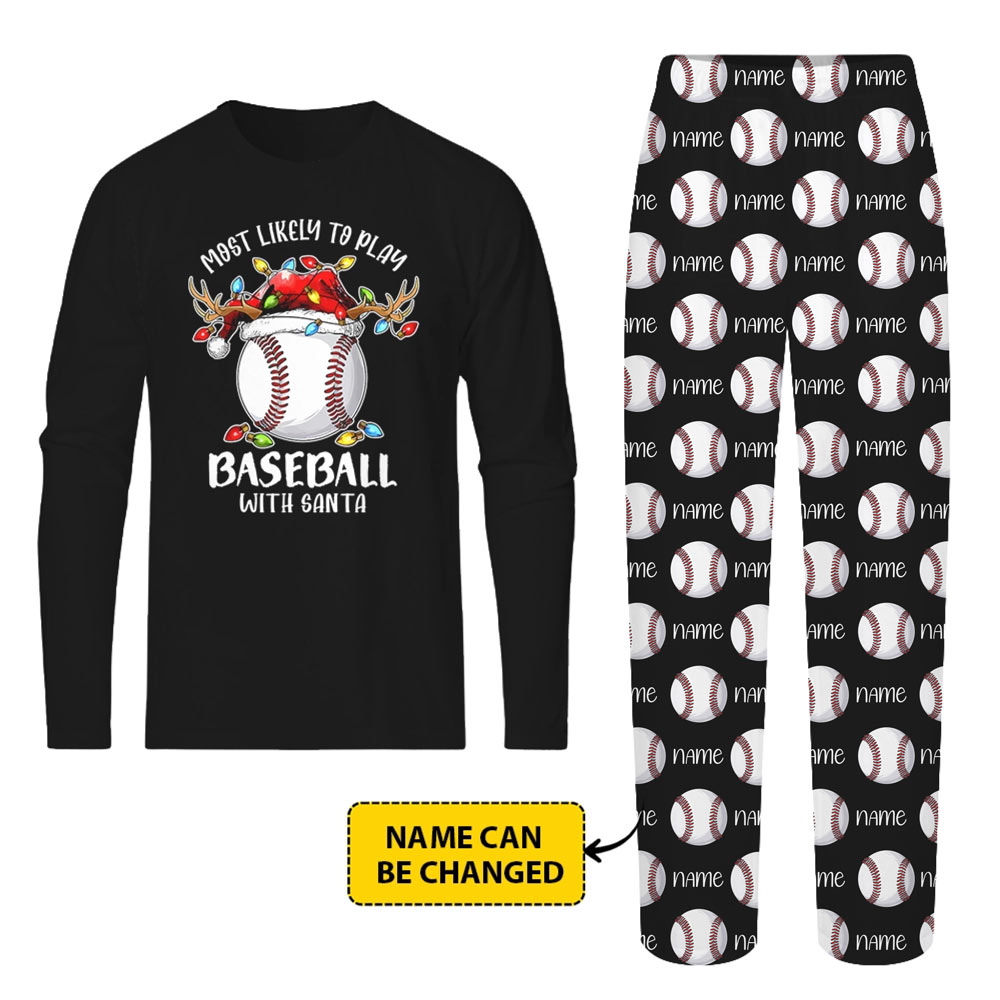 Most Likely To Baseball Matching Family Christmas Pajamas With Name