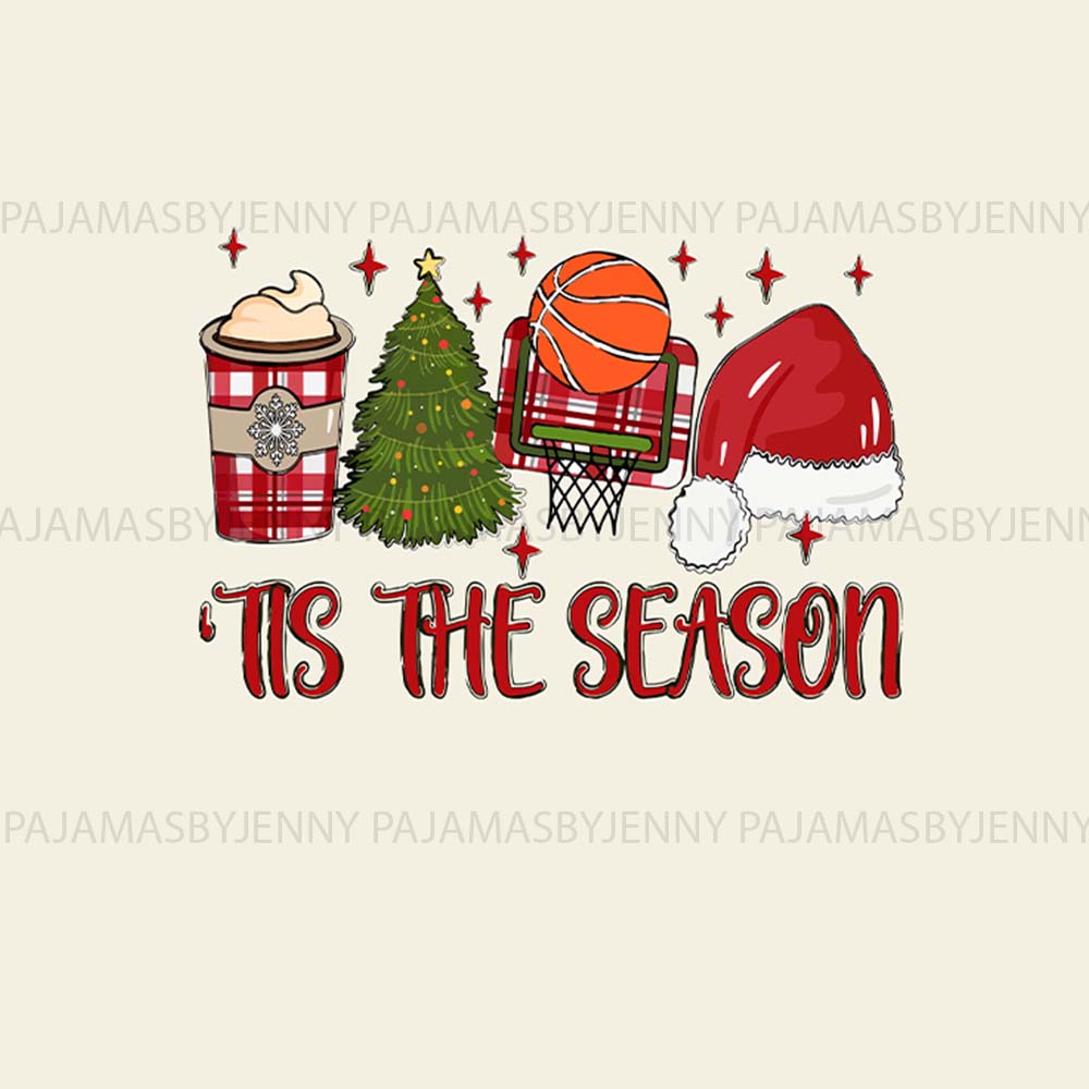 Plus Size Basketball Christmas Pajamas Saying Tis The Season
