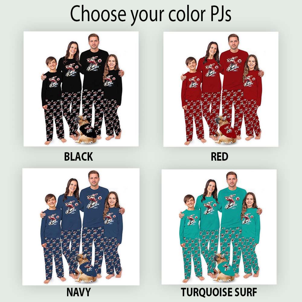 Bold Red Baseball Santa Matching Family Christmas Pajamas Plus Size Bold Red Baseball Santa Matching Family Christmas Pajamas Plus Size