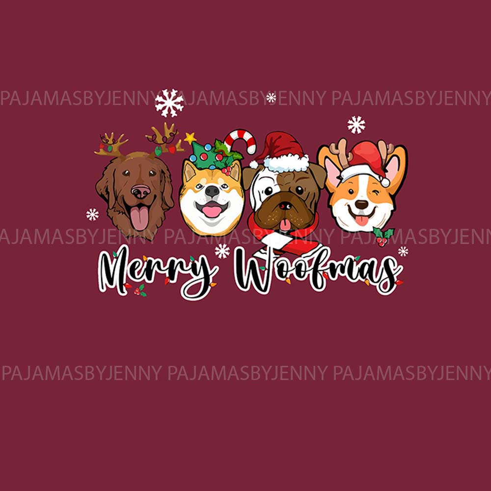 Merry Woofmas Dog Print Christmas Pajamas With Plus Size Merry Woofmas Dog Print Christmas Pajamas With Plus Size
