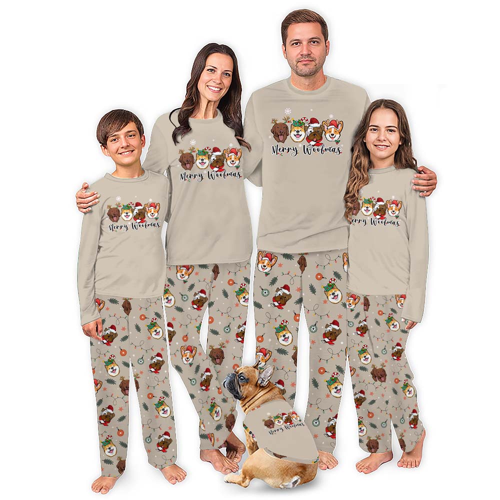Merry Woofmas Dog Print Christmas Pajamas With Plus Size Merry Woofmas Dog Print Christmas Pajamas With Plus Size